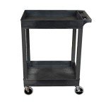 LUXOR 24" x 18" Two-Shelf Utility Cart - Black