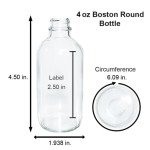 24 Pack 4 oz Clear Boston Round Bottles with Droppers
