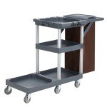 Rolling Black Janitorial Cleaning Cart with Cover