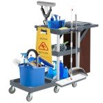 Rolling Black Janitorial Cleaning Cart with Cover