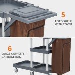 Rolling Black Janitorial Cleaning Cart with Cover