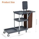 Rolling Black Janitorial Cleaning Cart with Cover