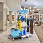 Rolling Black Janitorial Cleaning Cart with Cover