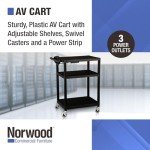 Mobile AV Cart with Power Strip and Wheels