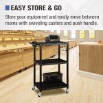 Mobile AV Cart with Power Strip and Wheels