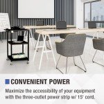 Mobile AV Cart with Power Strip and Wheels