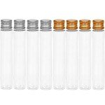 8 Clear Plastic Test Tubes with Screw Caps