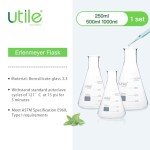 Glass Erlenmeyer Flask Set - 250ml, 500ml, 1000ml