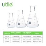 Glass Erlenmeyer Flask Set - 250ml, 500ml, 1000ml