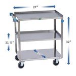 Lakeside Stainless Steel Utility Cart with 3 Shelves