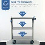 Lakeside Stainless Steel Utility Cart with 3 Shelves