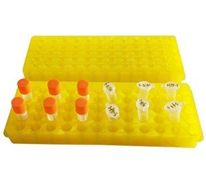 Yellow 60-Well Polypropylene Microcentrifuge Tube Rack (2-Pack)