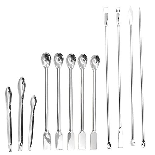 12-Piece Stainless Steel Lab Spoon Spatula Set