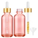 Pink Glass Dropper Bottles - 2 Pack with Funnel
