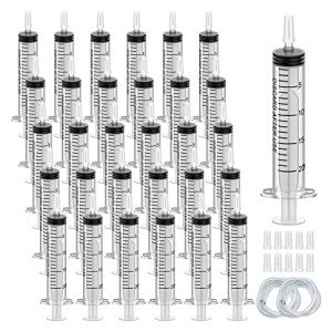 30-Pack 20ml Sterile Plastic Syringes with Caps