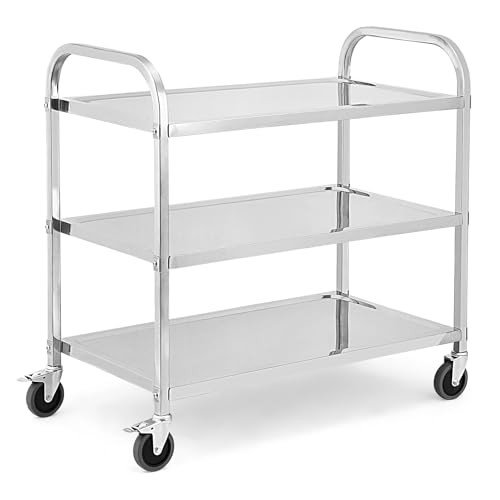 Stainless Steel 3-Tier Medical Utility Cart with Wheels