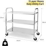 Stainless Steel 3-Tier Medical Utility Cart with Wheels