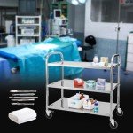 Stainless Steel 3-Tier Medical Utility Cart with Wheels