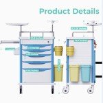 OLERN Medical Rolling Crash Cart with Adjustable IV Pole