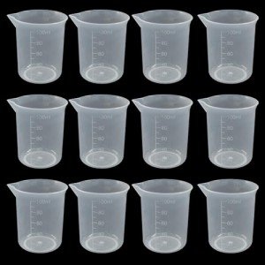 12 Pack 100ml Plastic Graduated Measuring Beakers
