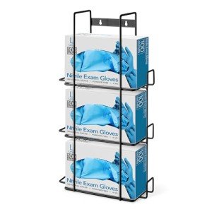 Black Metal Triple Gloves Dispenser Wall Mount Box