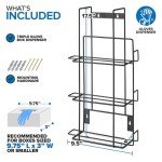 Black Metal Triple Gloves Dispenser Wall Mount Box