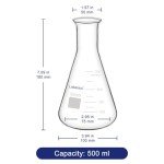 Glass Wide Mouth Erlenmeyer Flask, 500 ml