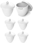 QWORK 50ml Porcelain Crucible with Lid, 6 Pack