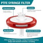 100 PTFE Syringe Filters 25mm Non-Sterile Red