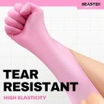Beastek Nitrile Disposable Gloves, 4 mil Pink Powder-Free Latex-Free Medical Food Grade Cleaning Esthetician Glove, 100 Pcs (Medium)