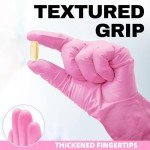 Beastek Nitrile Disposable Gloves, 4 mil Pink Powder-Free Latex-Free Medical Food Grade Cleaning Esthetician Glove, 100 Pcs (Medium)