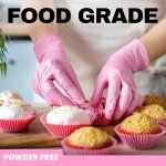 Beastek Nitrile Disposable Gloves, 4 mil Pink Powder-Free Latex-Free Medical Food Grade Cleaning Esthetician Glove, 100 Pcs (Medium)