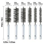 6-Pack Stainless Steel Bore Brushes with Hex Shank