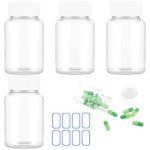 50ml Clear Plastic Pill Bottles - Set of 4
