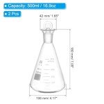 PATIKIL 500ml Graduated Erlenmeyer Flask Set, 2 Pcs