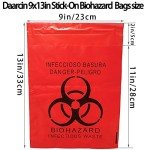 200pcs Biohazard Red Waste Bags, 9x13in