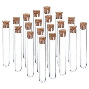 10ml Plastic Test Tubes with Cork Stoppers - 20pcs