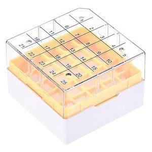 Centrifuge Tube Storage Box for 25 Tubes, Yellow