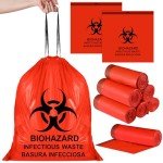 140 Pcs Red Biohazard Waste Bags - 10 Gallon