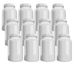 12 Pack White Pill Bottles with Lids - 300cc