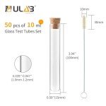 50pcs 10ml Round Bottom Glass Test Tubes Set