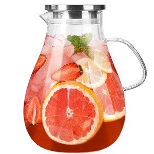1 Gallon Glass Pitcher with Lid and Wide Mouth