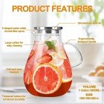 1 Gallon Glass Pitcher with Lid and Wide Mouth