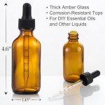 2 oz Dark Amber Glass Dropper Bottles, 4 Pack