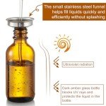 2 oz Dark Amber Glass Dropper Bottles, 4 Pack