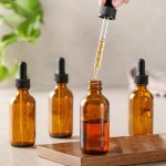 2 oz Dark Amber Glass Dropper Bottles, 4 Pack