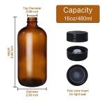 12 Pack Amber Boston Round Glass Bottles