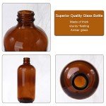 12 Pack Amber Boston Round Glass Bottles