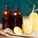 12 Pack Amber Boston Round Glass Bottles