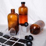 12 Pack Amber Boston Round Glass Bottles